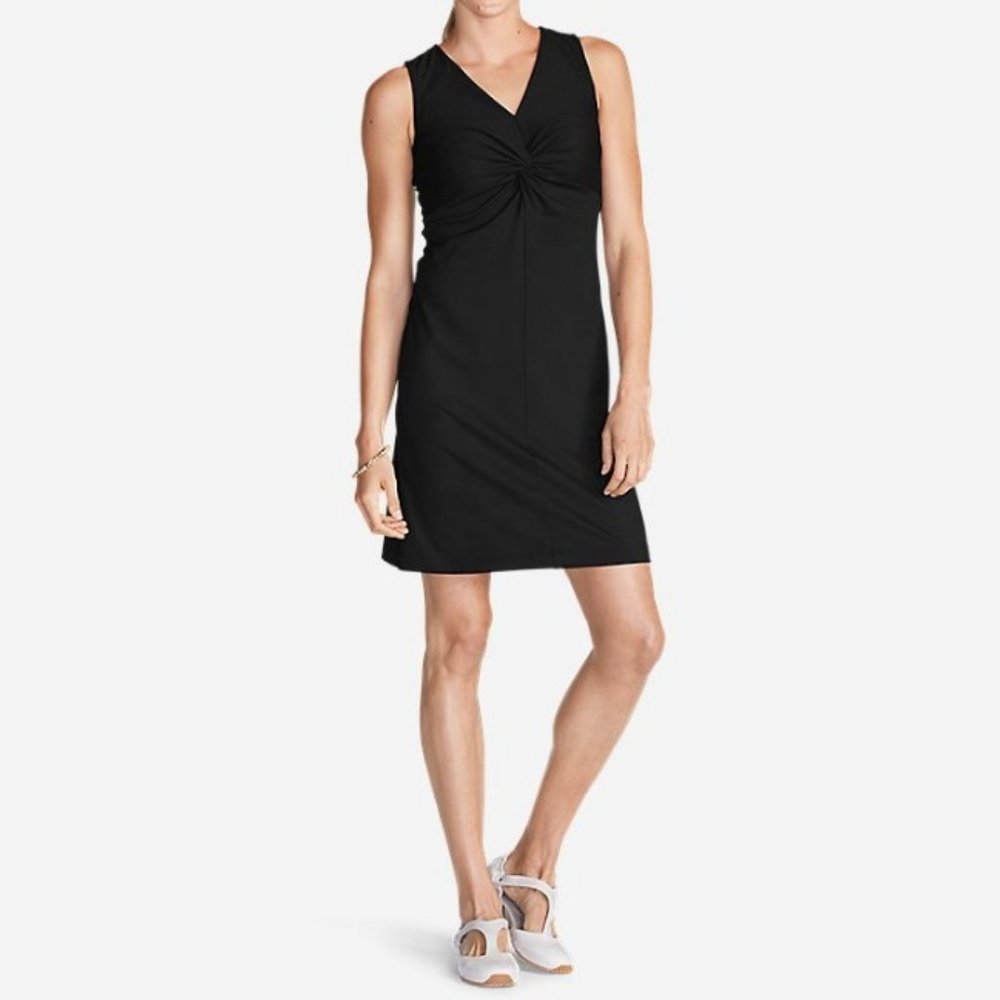 Eddie Bauer Black Twist-Front Sleeveless Dress